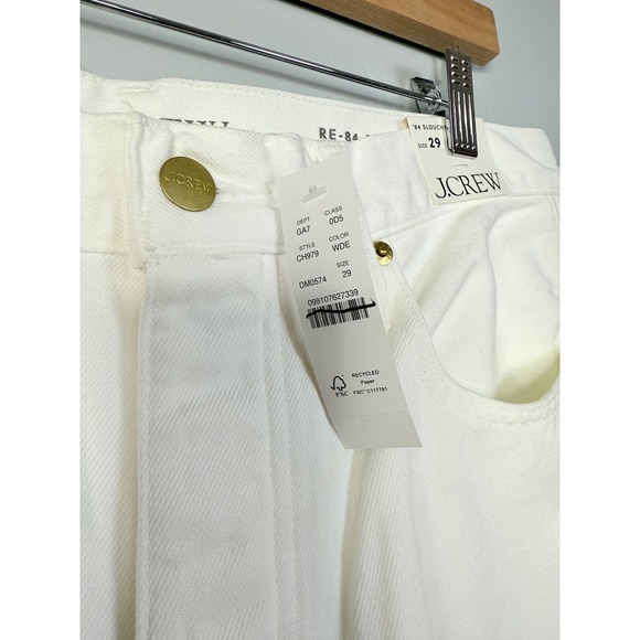 J.Crew Slouchy Jean White Denim NWT Size 29 - Picture 5 of 10